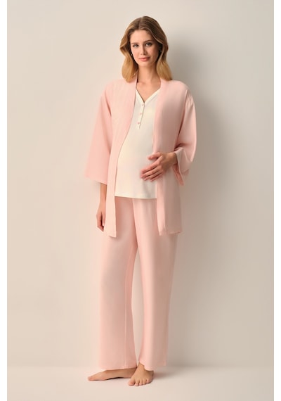 Suwen Stripe Hamile Lohusa Sabahlık Sh26539615l919 Pembe Çizgili