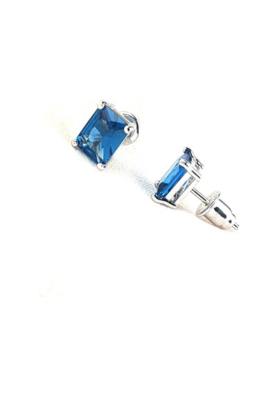 Sky Diamond Blue Creative Sapphire 925Ayar Gümüş Lüks Dikdörtgen