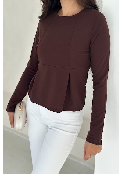 Noa & Noa Kadın Volanlı Dikiş Detaylı Premium Bluz Vücut Şekillendirici & Modern Kesim Kahverengi Noa & Noa Kadın Volanlı Dikiş Detaylı Premium Bluz Vücut Şekillendirici & Modern Kesim Kahverengi