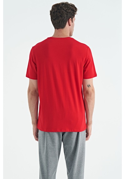 Tommy Life Kırmızı Erkek Basic Kısa Kol Standart Kalıp O Yaka T-shirt - 87911 Kırmızı