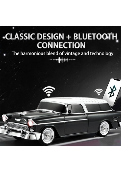 Ws-1955 Nostaljik Araba Şeklinde Bluetooth Hoparlör, Sd Kart, Usb, Fm Radyo, Şarjlı, Taşınabilir Speaker, Siyah