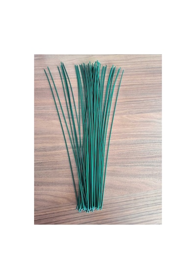 Yapay Çiçek Sapı 2mm 100 Adet Plastik Kaplı Tel Bitki Sabitleme Teli Yeşil - 839034651