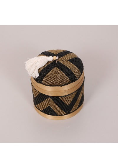 Bali Boncuklu Bambu Saklama Kutusu S 12x14 Cm