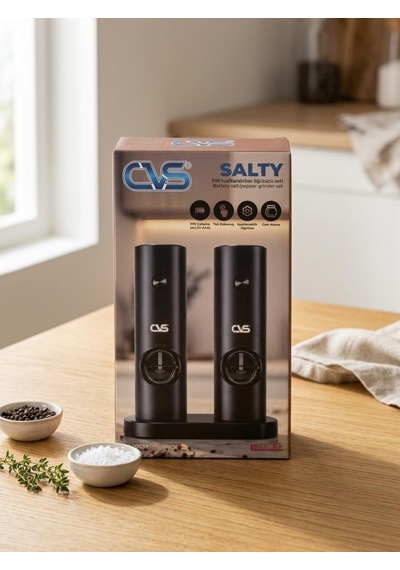 Cvs Dn 00039 Pilli Işıklı Tuz Ve Karabiber Değirmeni Siyah
