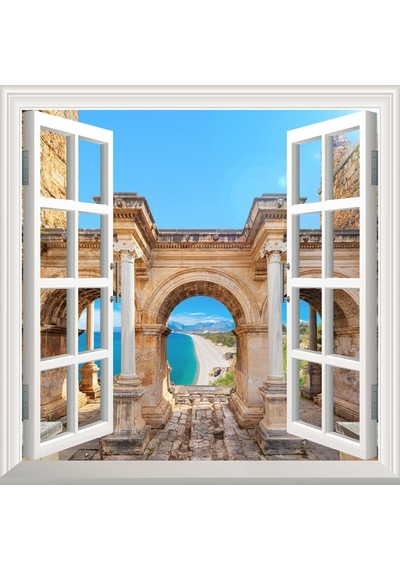 Pencere Poster Duvar Kağıdı Hadrian Kapısı Antalya Yapışkanlı Sti