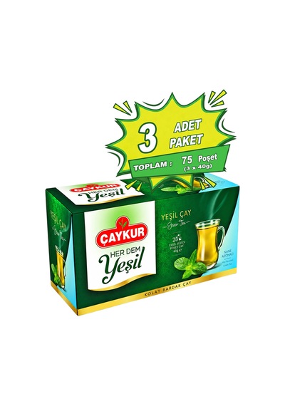 Herdem Yeşil Çay Süzen Poşet Naneli 1,6gr 25 Adet Üçlü Paket