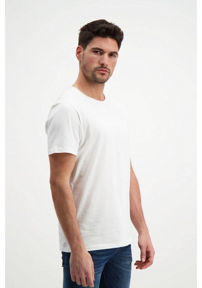 Rich Ekru Erkek Yıkamalı Basic T-shirt Beyaz