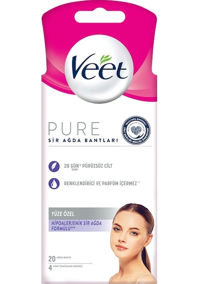 Veet Yüze Özel Pure Hipoalerjenik 20'li Sir Ağda Bandı X 2 Adet