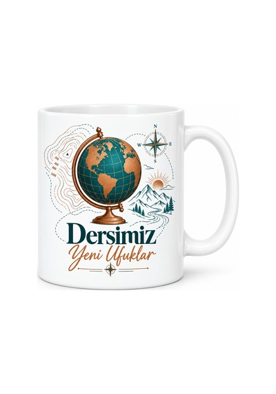 Bezos Haritalar Açık Tasarımlı Porselen Kupa - Model 475 Hb006