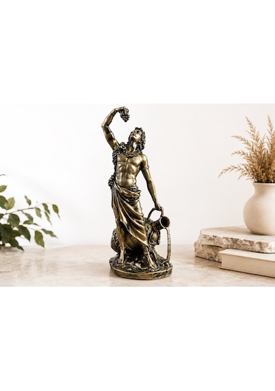 27 Cm Dionysos Şarap Tanrısı Heykeli Antik Yunan Mitolojisi Gold Dekoratif Biblo Ev Ofis Dekoru