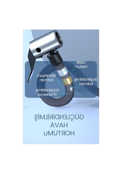 Şarjlı Araç Kompresörü, 6000mah, Led Işıklı, Çok Amaçlı Şişirme Pompası