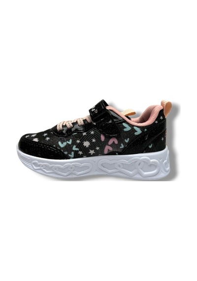 Ndrops 032-26 Anorak Rugan Yıldızlı Anatomik Kız Çocuk Sneaker Siyah Pudra 26-30 Siyah