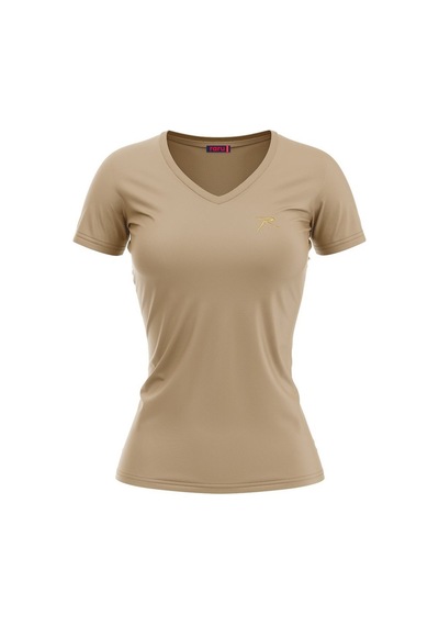 Raru Mulıer Kadın Pamuklu Bej Günlük T-Shirt Bej
