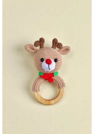 E&f Store Amigurumi Oyuncak - Geyik Diş Kaşıyıcı Çıngırak Çok Renkli