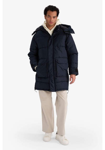 Defacto Su İtici Kapüşonlu Parka Mont F5724ax25cwnv64 Lacivert-nv64