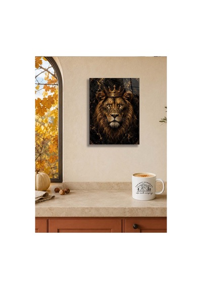Taçlı Aslan A3 Metal Poster Siyah Gold Mermer Desenli Aslan Kral Dekoratif Duvar Tablosu Çok Renkli - 937504094 Çok Renkli - 937504094 Çok Renkli