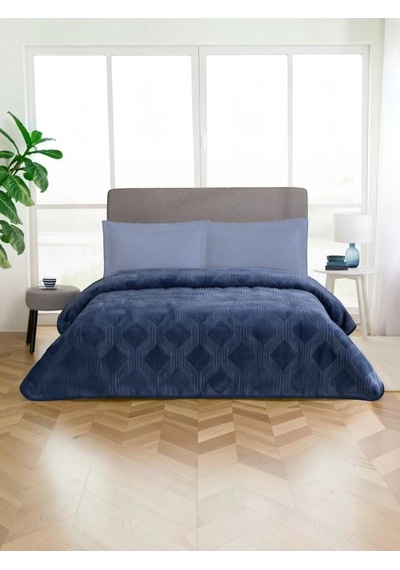 Özdilek Trendy Art Deco Tek Kişilik Battaniye 155x220 Cm Cin Mavi