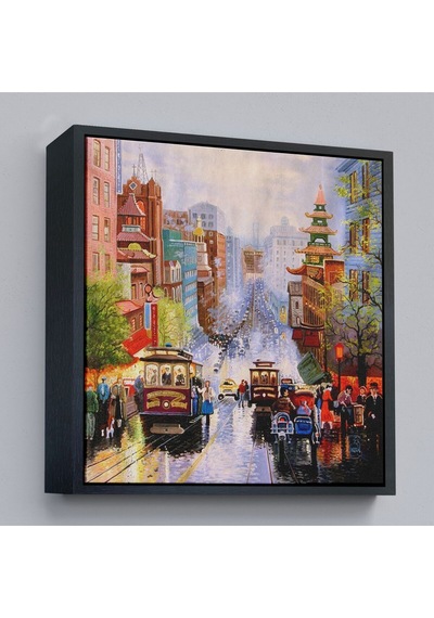Çerçeveli Aşağı California Sokak Gelen Nob Hill Thomas Duvar Tablosu-5825