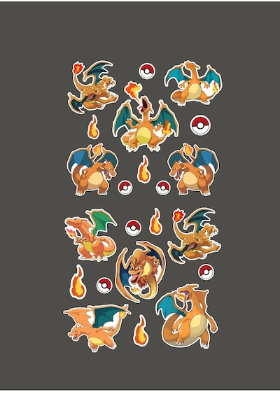 Charizard - Pokemon - Sticker - Parlak Kağıt 2'li Set
