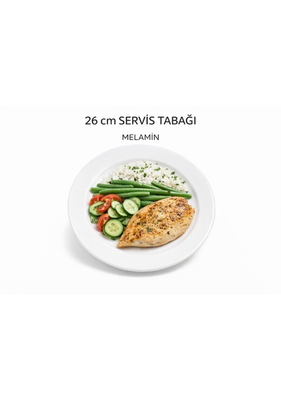 Melamin Servis Tabağı 26 Cm Beyaz - Yemek Tabağı Beyaz