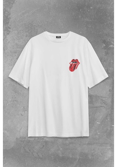 Rolling Stones Rock Retro 70s 80s Music Sırt Ön Baskılı Oversize Tişört Unisex T-shirt 001