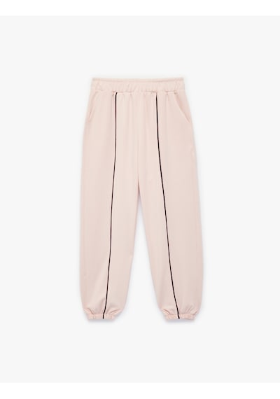 Koton Viskon Karışımlı Cep Detaylı Biyeli Jogger Pantolon Pembe 6skg40110ak Gül