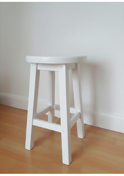 Ahşap Tabure 50 Cm / Arbrestore Beyaz
