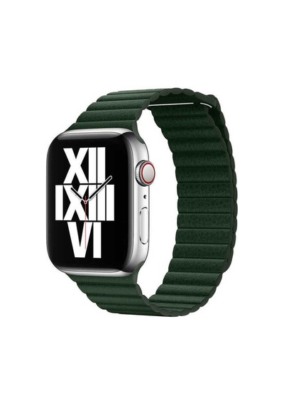 Watch 44mm Uyumlu Krd-09 Deri Lop Prl Kordon Koyu Yeşil