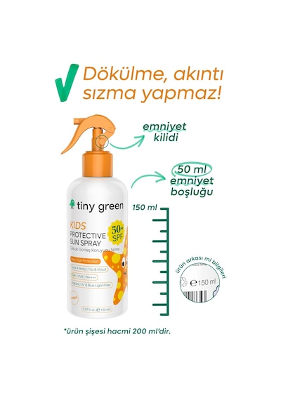 Tiny Green Spf 50+ Yüz & Vücut için Bebek & Çocuk Güneş Spreyi 150 ML