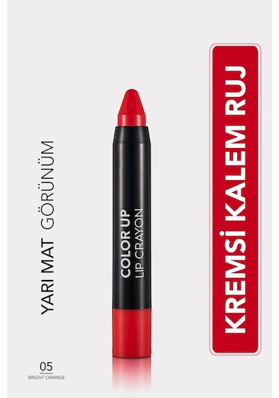 Flormar Saten Bitişli Kalem Ruj - Color Up Lip Crayon - 005 Bright Orange- 8690604503322