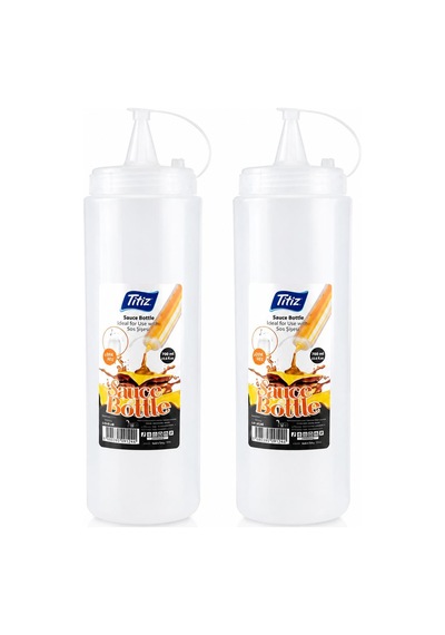 Titiz 700 Ml Sos Şişesi Seti Sarı Kırmızı Şeffaf Sızdırmaz Kapaklı 1 Adet