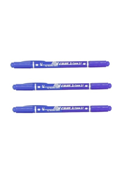 My Color 2 Duo Çift Uçlu Lacivert 0.3/0.7 21074517 3'lü
