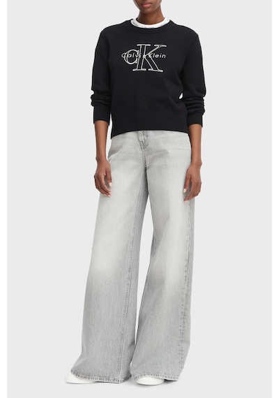 Calvin Klein % 100 Pamuk Logo Monogramlı Sweat Lv047g322gub1 Bayan Sweat Lv047g322g Ub1 Siyah