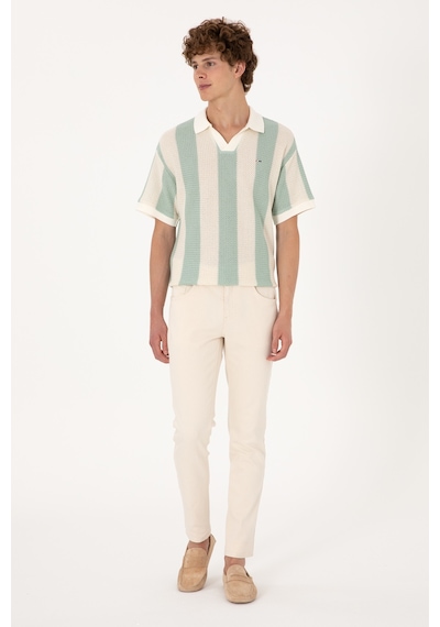 U.S. Polo Assn. Erkek Ekru Slim Fit Jean Pantolon 50304387-VR019