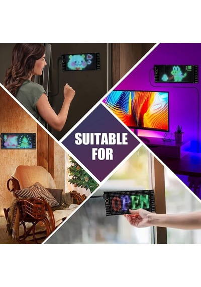 Led Matrix Panel Dijital Ekran Kumandalı App Kontrollü Oto Aksesuar Yayıncı Bilgisayar Odası 12x60cm 16x94