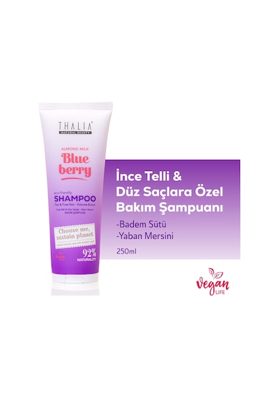 Thalia Badem Sütü & Yaban Mersini Özlü İnce Telli & Düz Saçlar İçin Bakım Şampuanı 250 ML