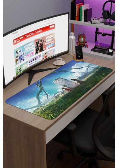Suzume Anime V5 - 90x40 Xxl Gaming Kauçuk Kaymaz Taban Mouse Pad Fare Altlığı