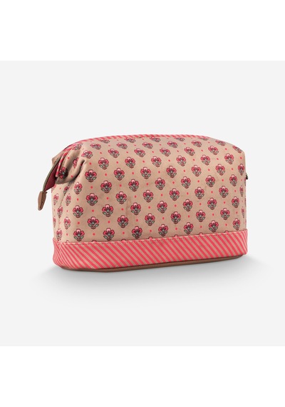 Pembe Polyester Makyaj Çantası 26x12x18 Cm