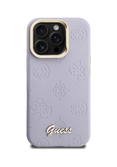 Apple iPhone 15 Pro Max Uyumlu Kılıf Guess Lisanslı M-safe Şarj Özellikli Kamera Standlı Peony Kapak Mor