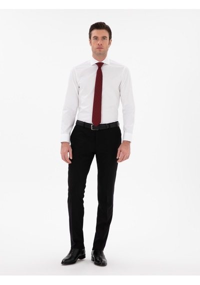 Cacharel Beyaz Slim Fit İtalyan Yaka Klasik Gömlek