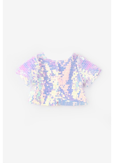 Le Mabelle Lila Pullu Kısa Kollu Kız Çocuk Crop Lila