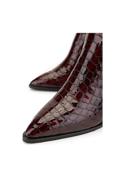 Tamer Tanca Kadın Hakiki Deri Bordo Casual Çizme 33 409-1 Bn Czm Sk24-25 Bordo Kroko Bordo