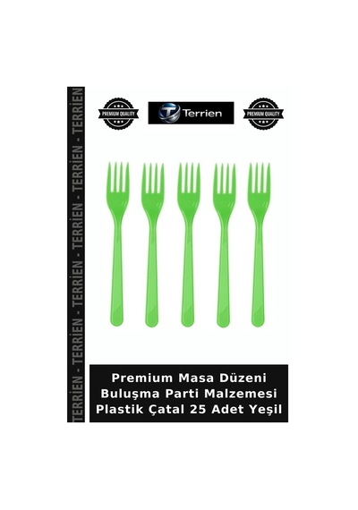 Premium Masa Düzeni Buluşma Parti Malzemesi Plastik Çatal 25 Adet Yeşil
