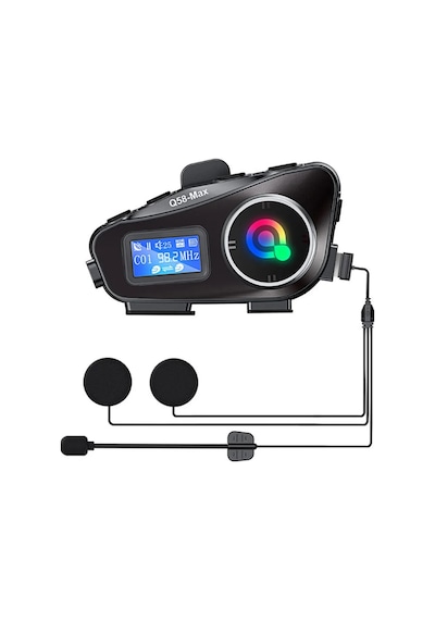 Q58-max Radyolu 2 Kişi Bağlantılı Bluetooth Kask Kulaklık Ekranlı Fenerli Müzik Ve Telsiz Intercom Çok Renkli