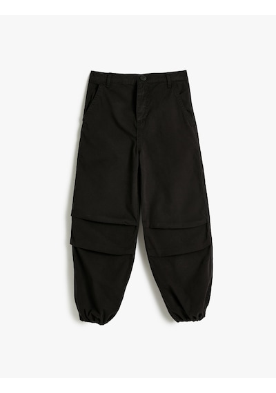 Koton Cepli Standart Bel Paraşüt Jogger Pantolon Siyah 5wkg40010ad Siyah