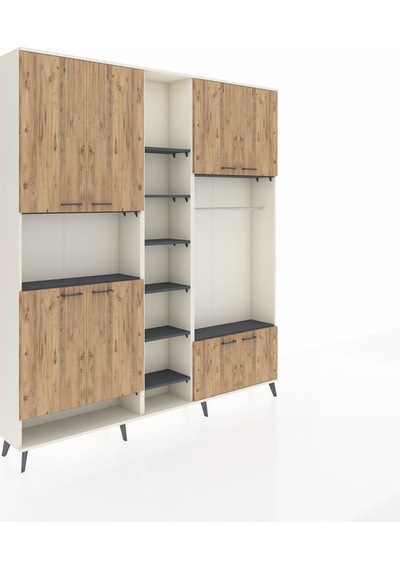 Arges Dolap 18 Raflı 8 Kapaklı Tek Askılı 220x30x243 Aytaşı-çam/antrasit Atlas Çam/antrasıt Arges Dolap 18 Raflı 8 Kapaklı Tek Askılı 220x30x243 Aytaşı-çam/antrasit Atlas Çam/antrasıt