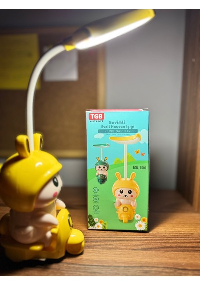 Sevimli Scooterlı Tavşan Masa Lambası Led Işıklı, Dekoratif & Fonksiyonel 320-2 Sarı