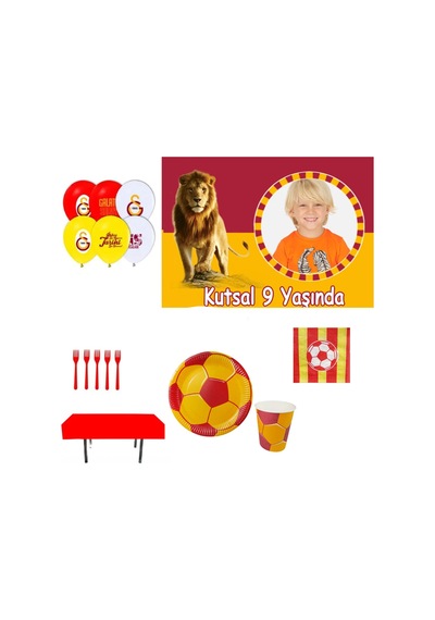 Afiş Hediyeli Sarı Kırmızı Galatasaray Doğum Günü Parti Seti Ekon +3