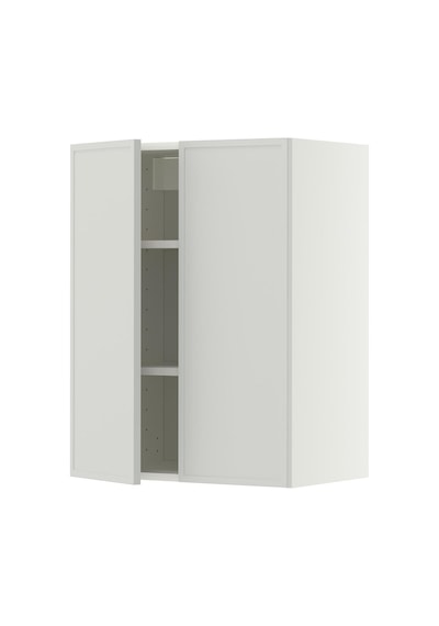 Mutfak Duvar Dolabı, Aspudden Açık Gri, 60x80 Cm, 2 Kapaklı Beyaz Mutfak Duvar Dolabı, Aspudden Açık Gri, 60x80 Cm, 2 Kapaklı Beyaz