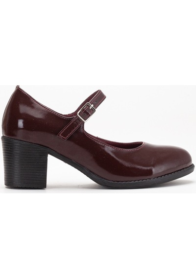 Analin Shoes Kadın Hakiki Deri Bantlı Topuklu Ayakkabı Bordo